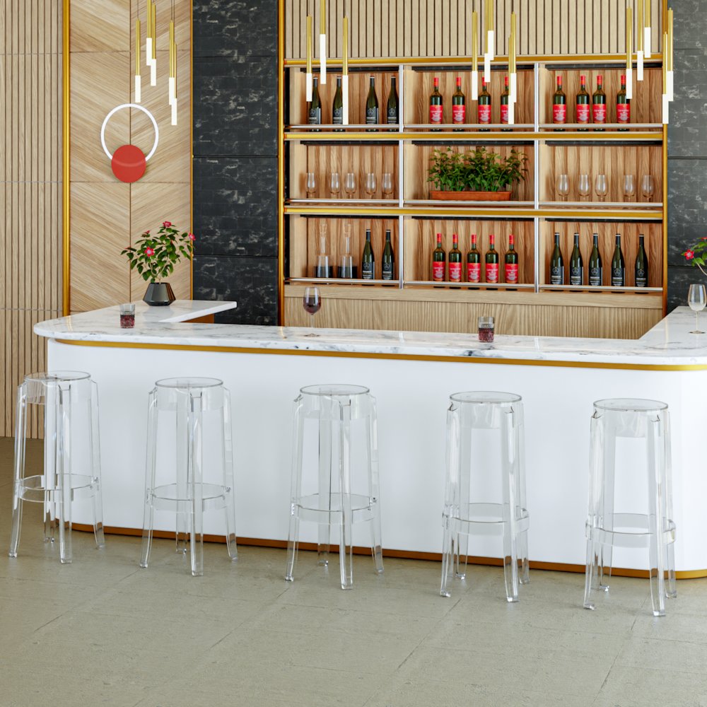 Averill Plastic Barstool with Clear Acrylic Seat and Legs. Picture 6