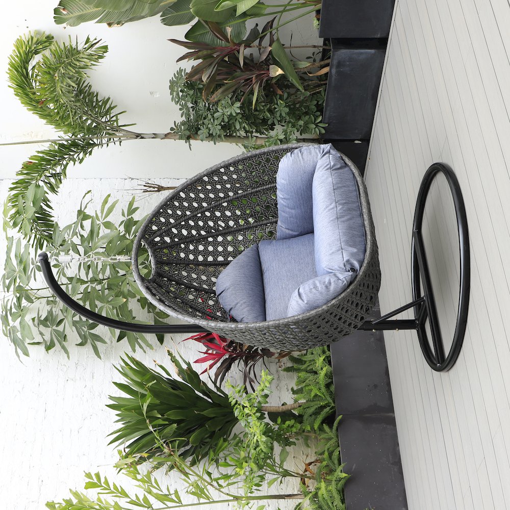 Charcoal Wicker Hanging Egg Swing Chair. Picture 8