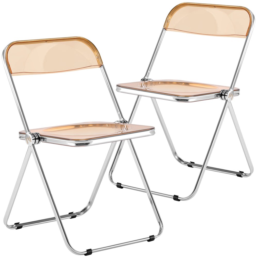 Lawrence Acrylic Folding Chair With Metal Frame, Set of 2. Picture 1