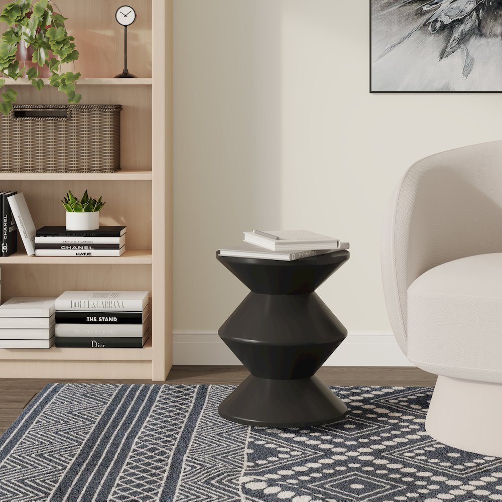 Aura Modern Plastic Side End Table, Indoor/Outdoor Use, Black. Picture 19