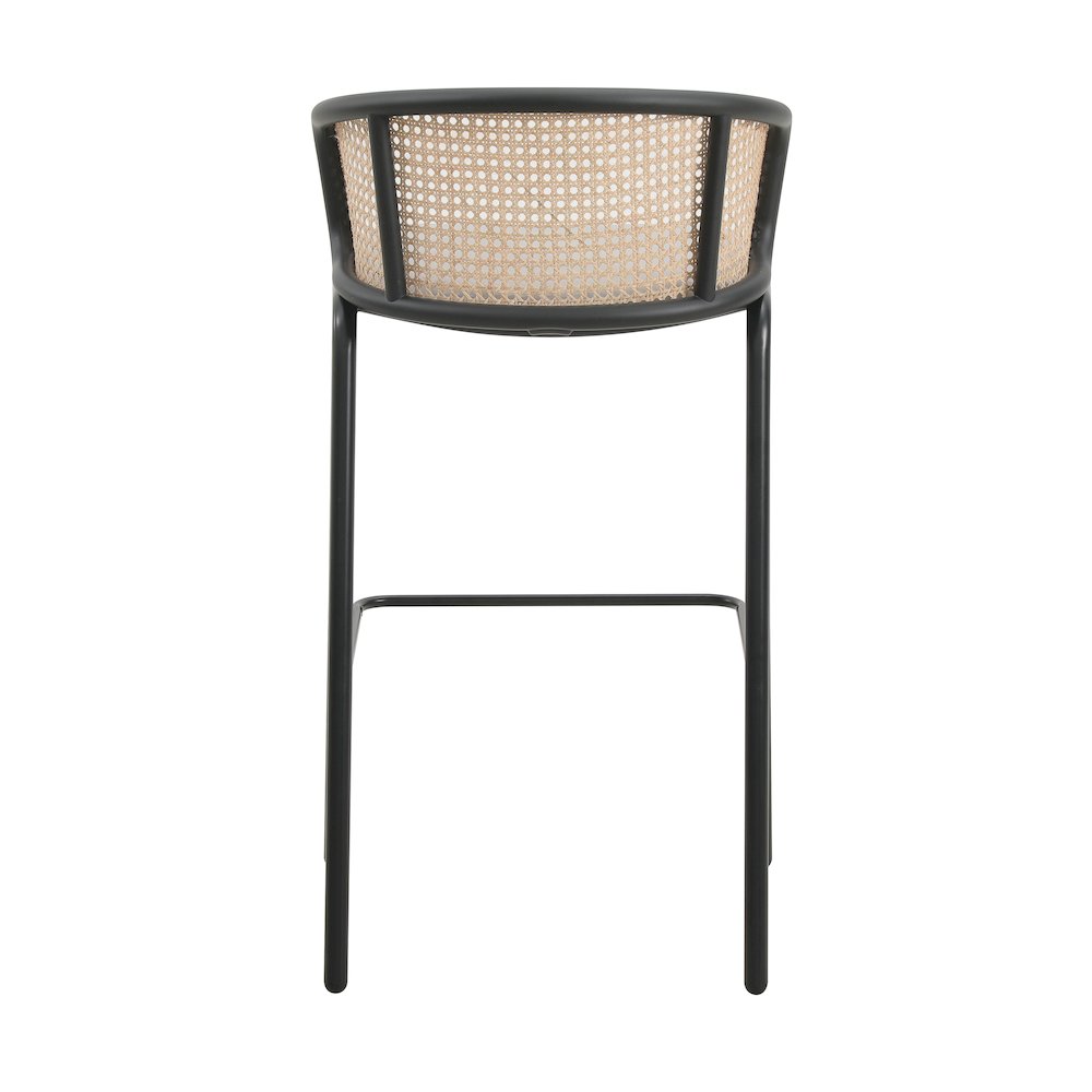 Ervilla Mid-Century Modern Wicker Bar Stool in Grey. Picture 8