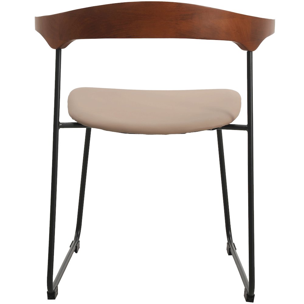 Lyra Collection Modern Chair in Dark Wood back and Taupe Seat. Picture 13