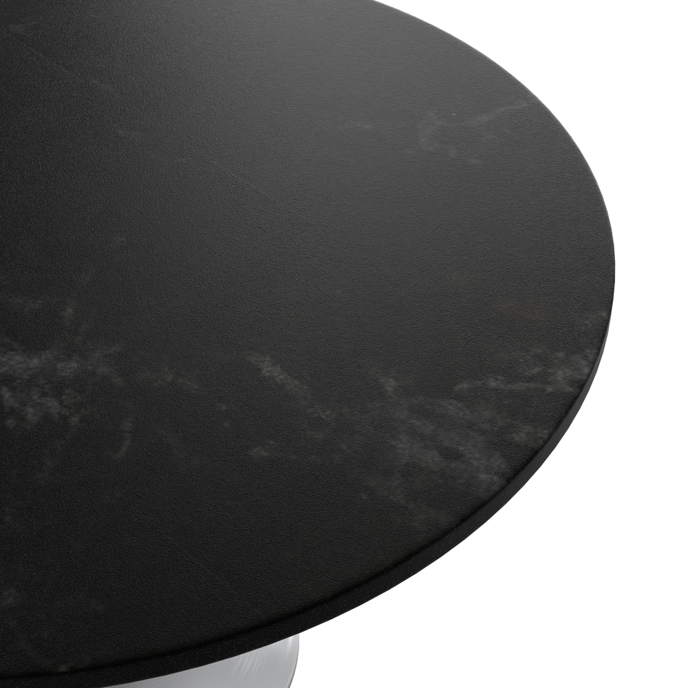 Verve 48 Round Dining Table, White Base with Black MDF Top. Picture 7