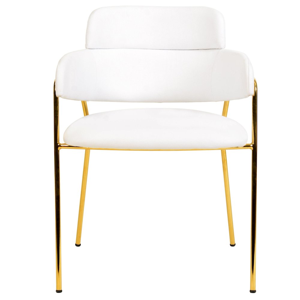 Axis Collection Modern Gold Dining Chair in White - Set of 2. Picture 7