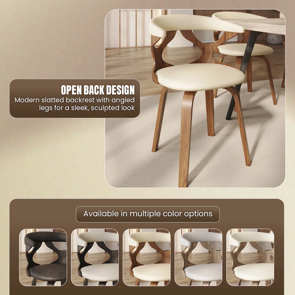 Modern Wooden Dining Chair, Walnut Frame in Taupe Klyne Collection By LeisrueMod. Picture 4