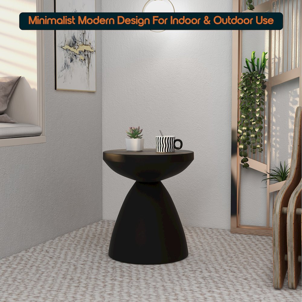 Dune Collection Fiberglass Outdoor Side Table in Black. Picture 11