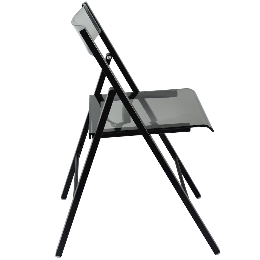 Menno Modern Acrylic Folding Chair Black Frame With Trans Black Seat Set of 2. Picture 7