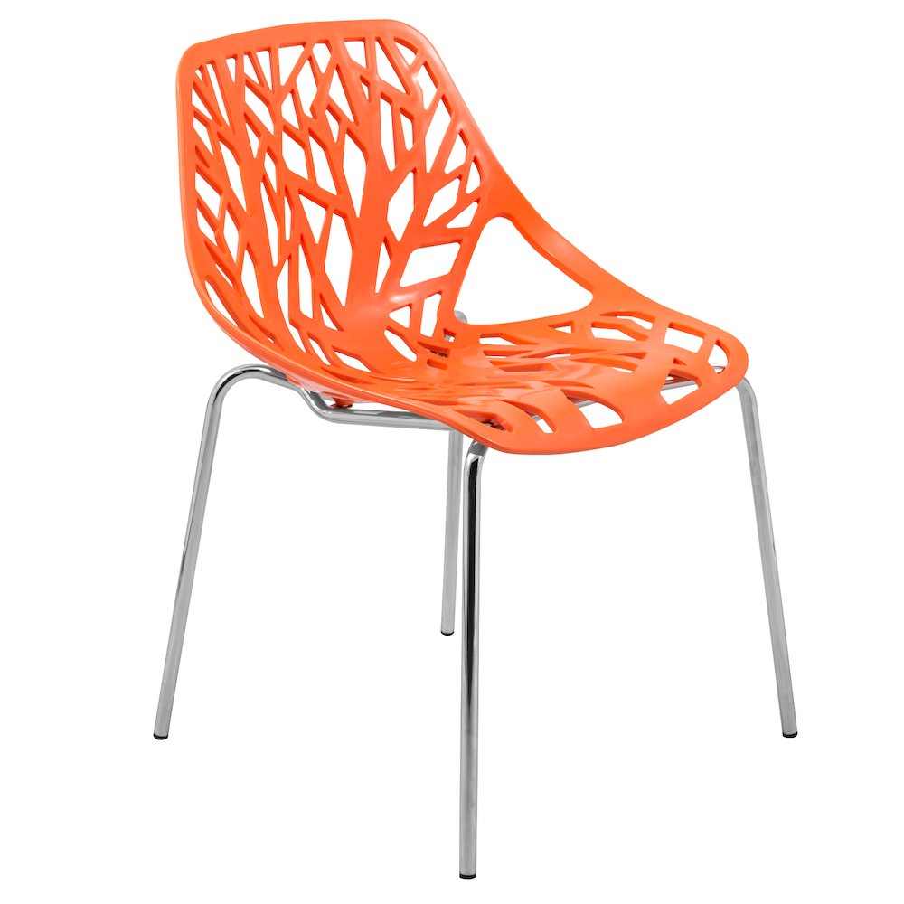 Modern Asbury Dining Chair with Chromed Legs in Orange. Picture 5