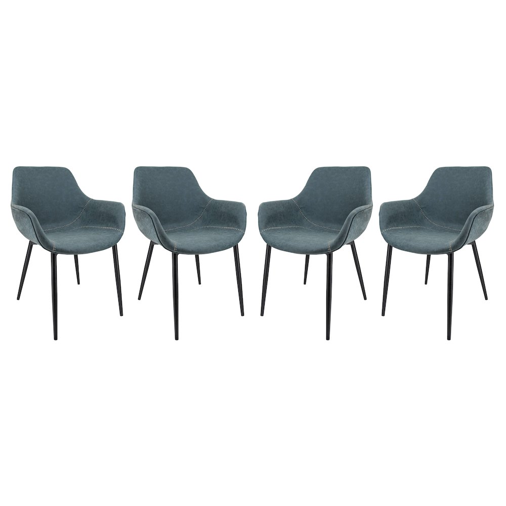 Markley Modern Leather Dining Arm Chair With Metal Legs Set of 4. Picture 10