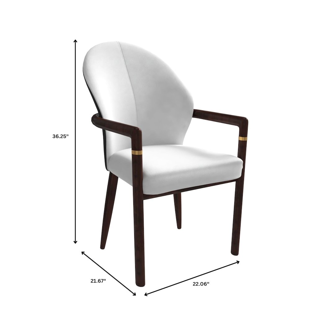 Opaline Series Elegant Wooden Dining Chair in Black Velvet and White. Picture 21