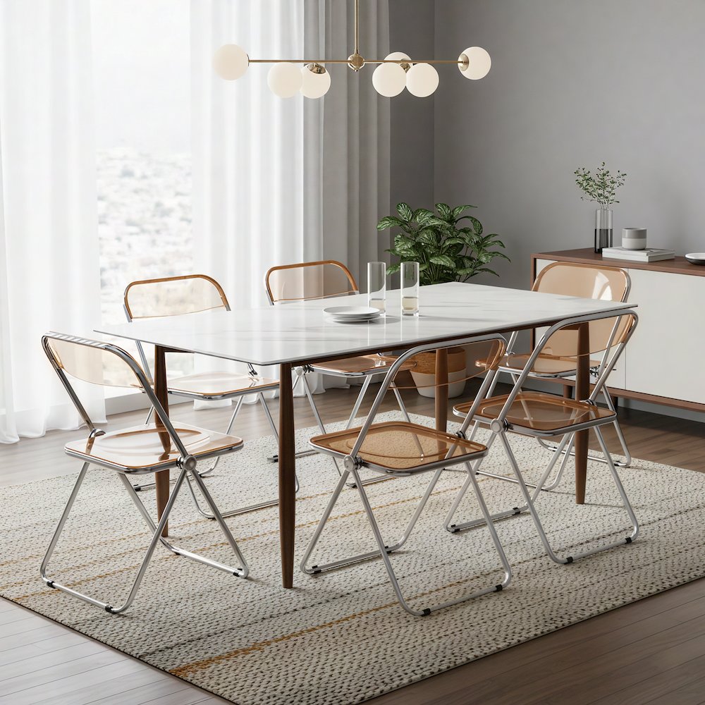 Lawrence Acrylic Folding Chair With Metal Frame, Set of 4. Picture 27