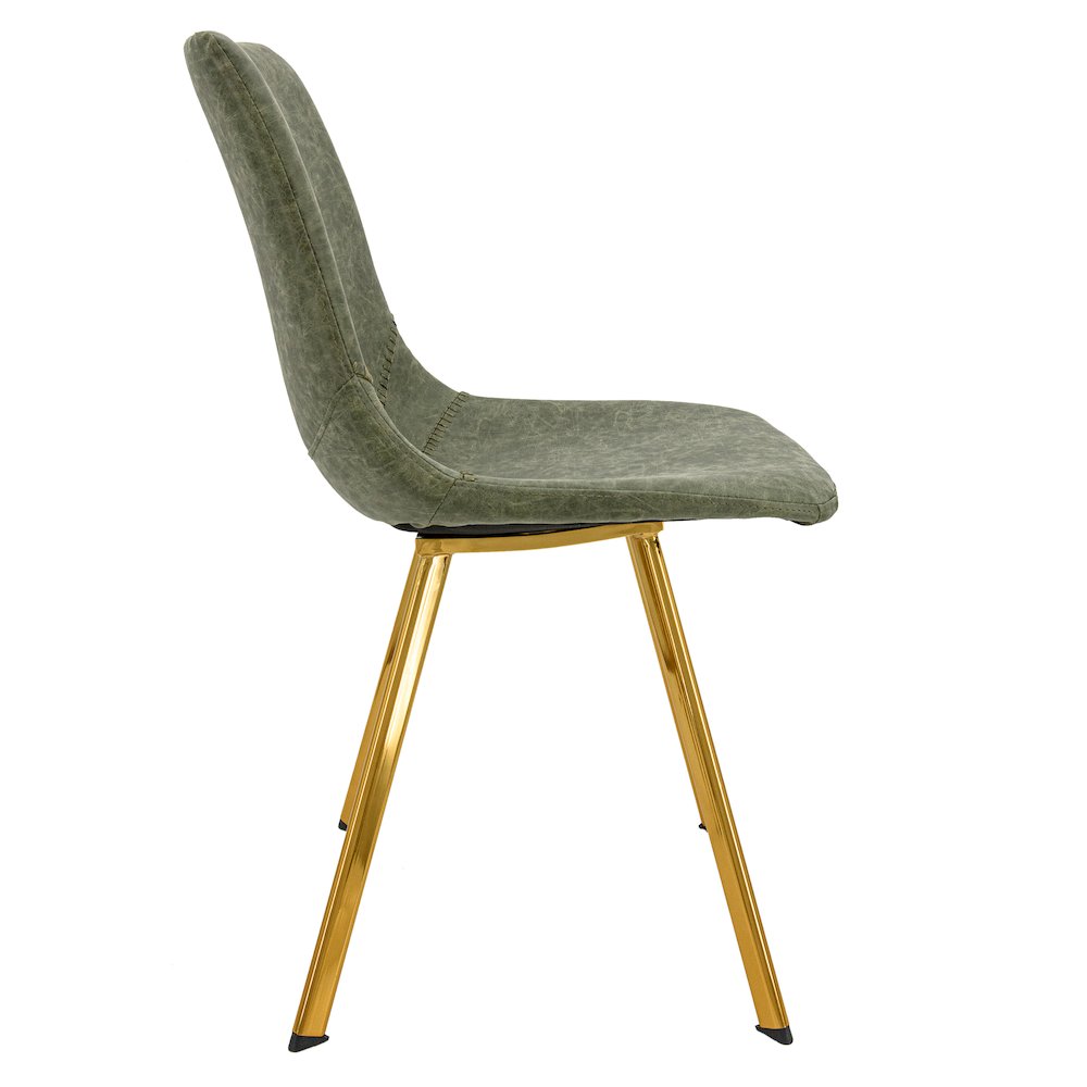 Markley Modern Leather Dining Chair With Gold Legs Set of 2. Picture 4