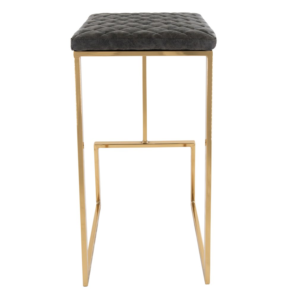 Quincy Quilted Stitched Leather Bar Stools With Gold Metal Frame. Picture 6