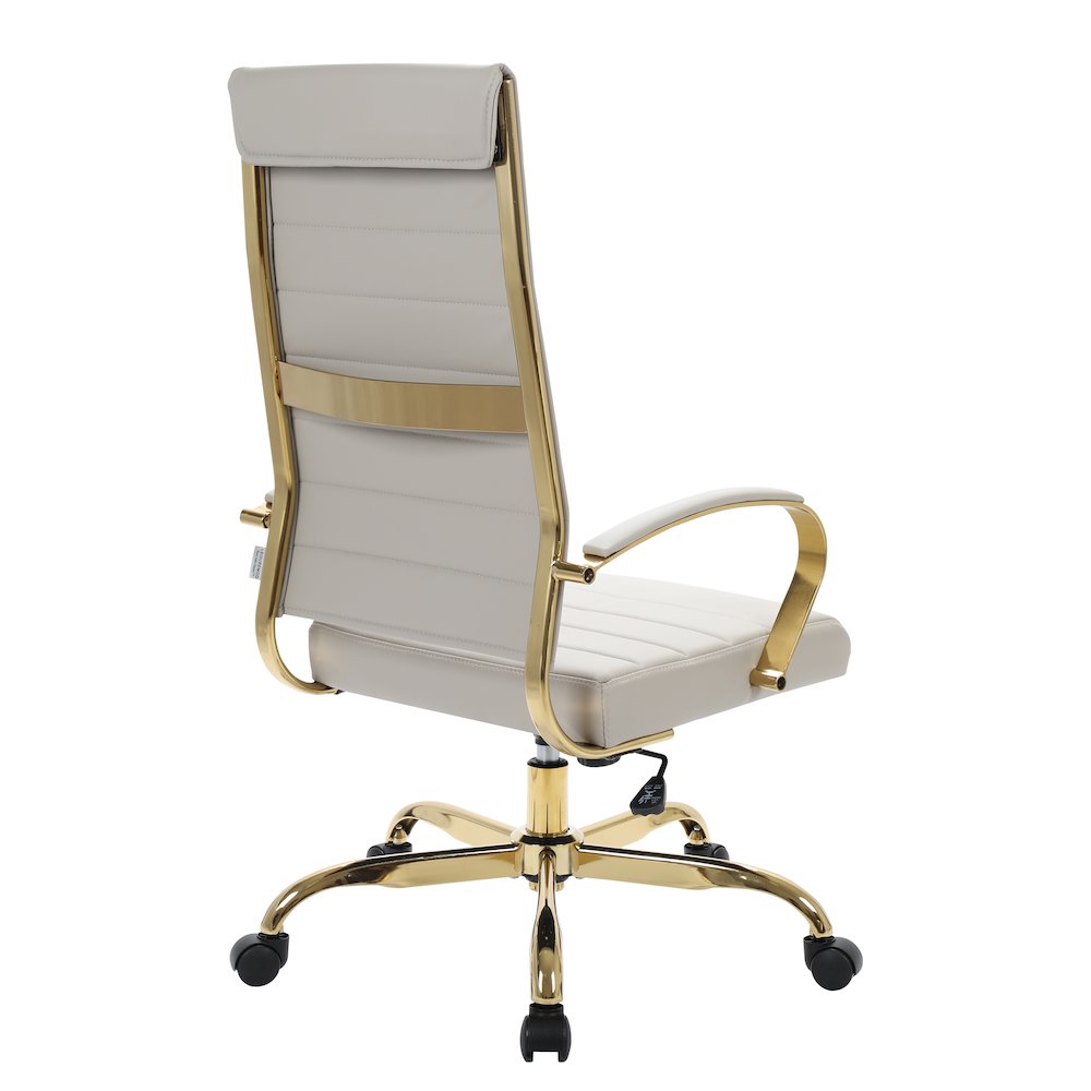 Benmar High-Back Leather Office Chair With Gold Frame. Picture 11