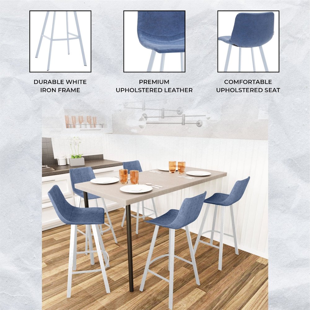 Elland - Bar stool - Peacock Blue - White Base Set of 2. Picture 9