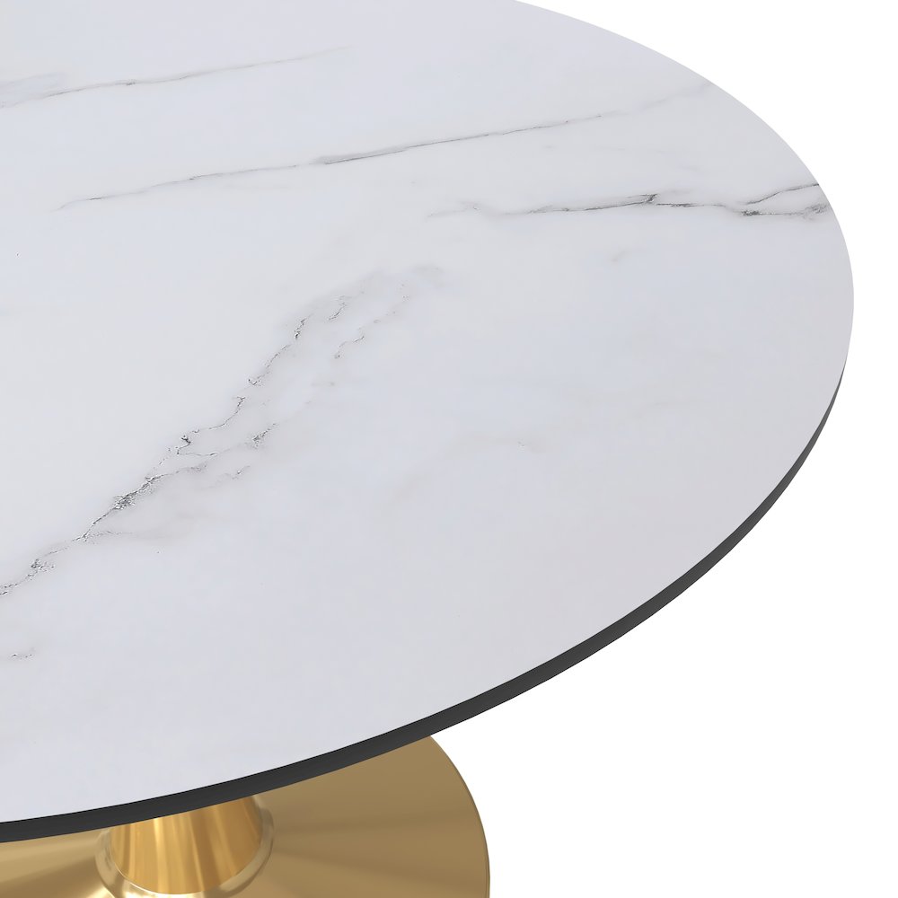 Bristol 40" round dining table Gold Base With White Top. Picture 5