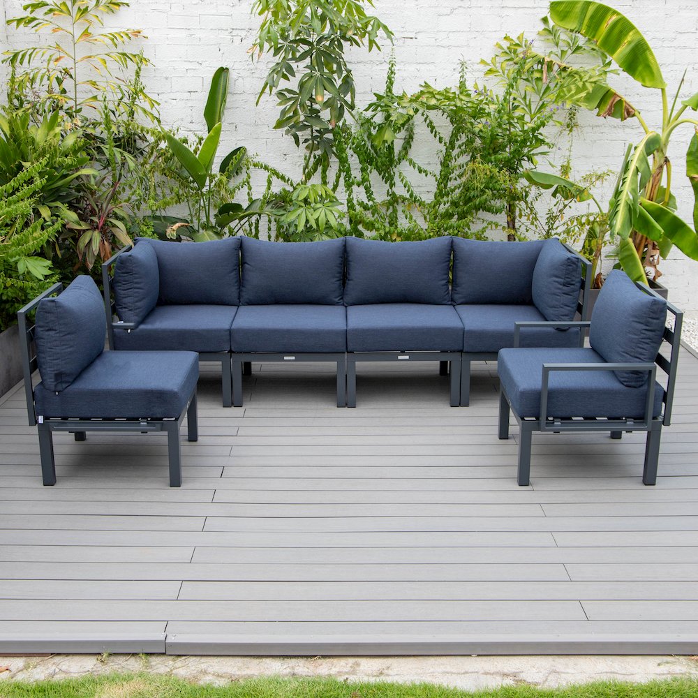 Chelsea 6-Piece Patio Sectional Black Aluminum With Cushions. Picture 1