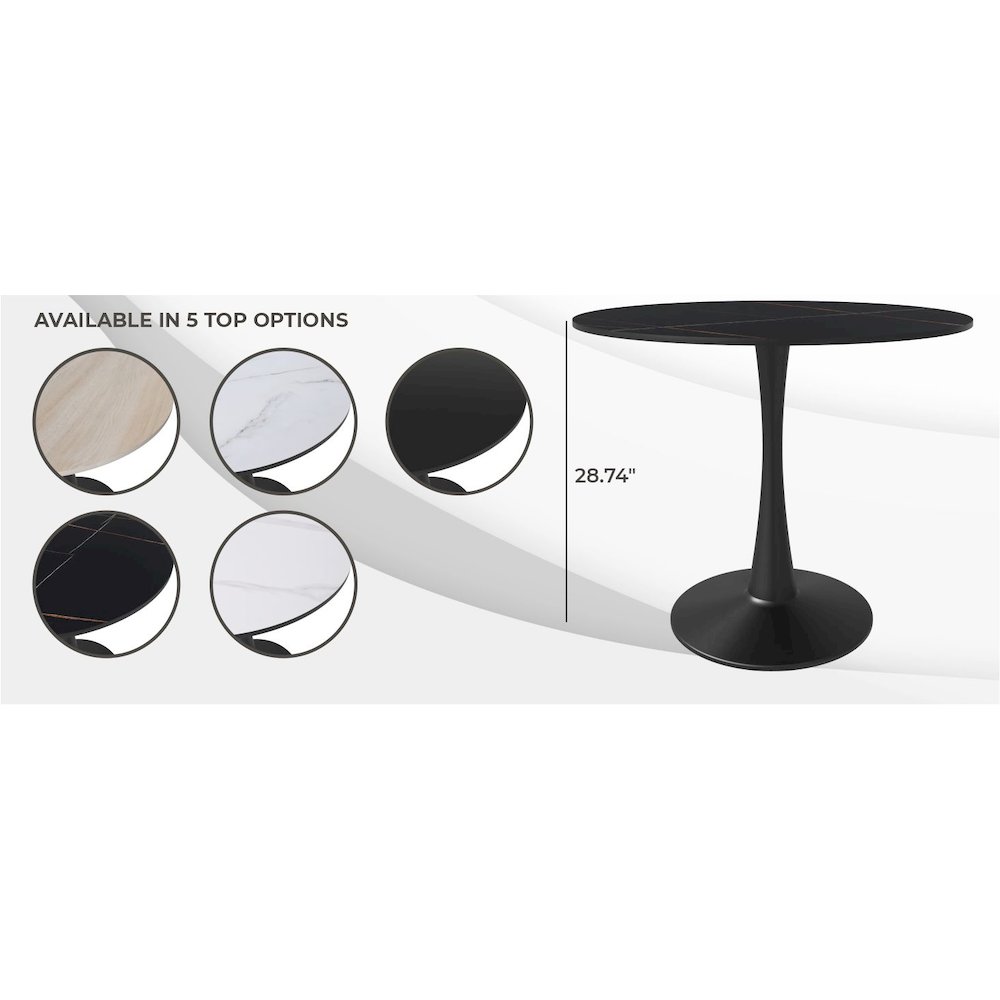 Bristol 35" round dining table Black base with Black Sintered stone Top. Picture 24
