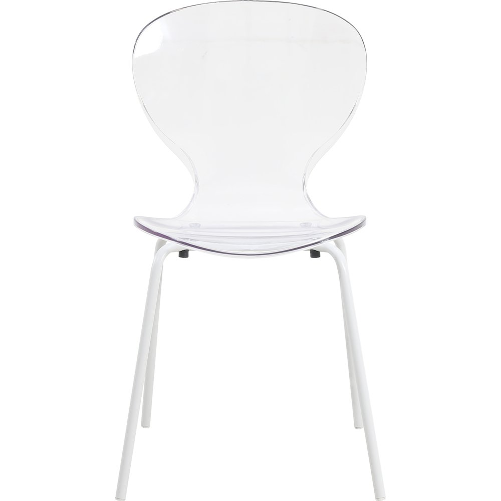 Modern Oyster Transparent Side Chair in White Base Set of 2. Picture 7