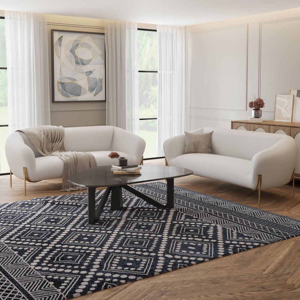 Zuno Three-Seater Sofa Upholstered in Velvet Wide Couch. Picture 6