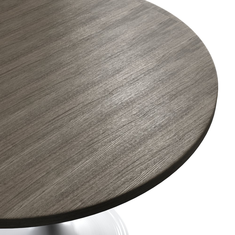 Verve Collection 36 Round Dining Table, White Base with Dark Maple MDF Top. Picture 10