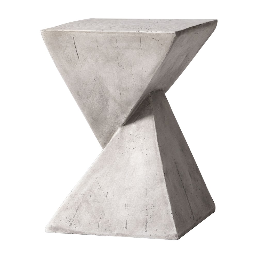 Glint Collection Fiberglass Outdoor Side Table in Marble White. Picture 13