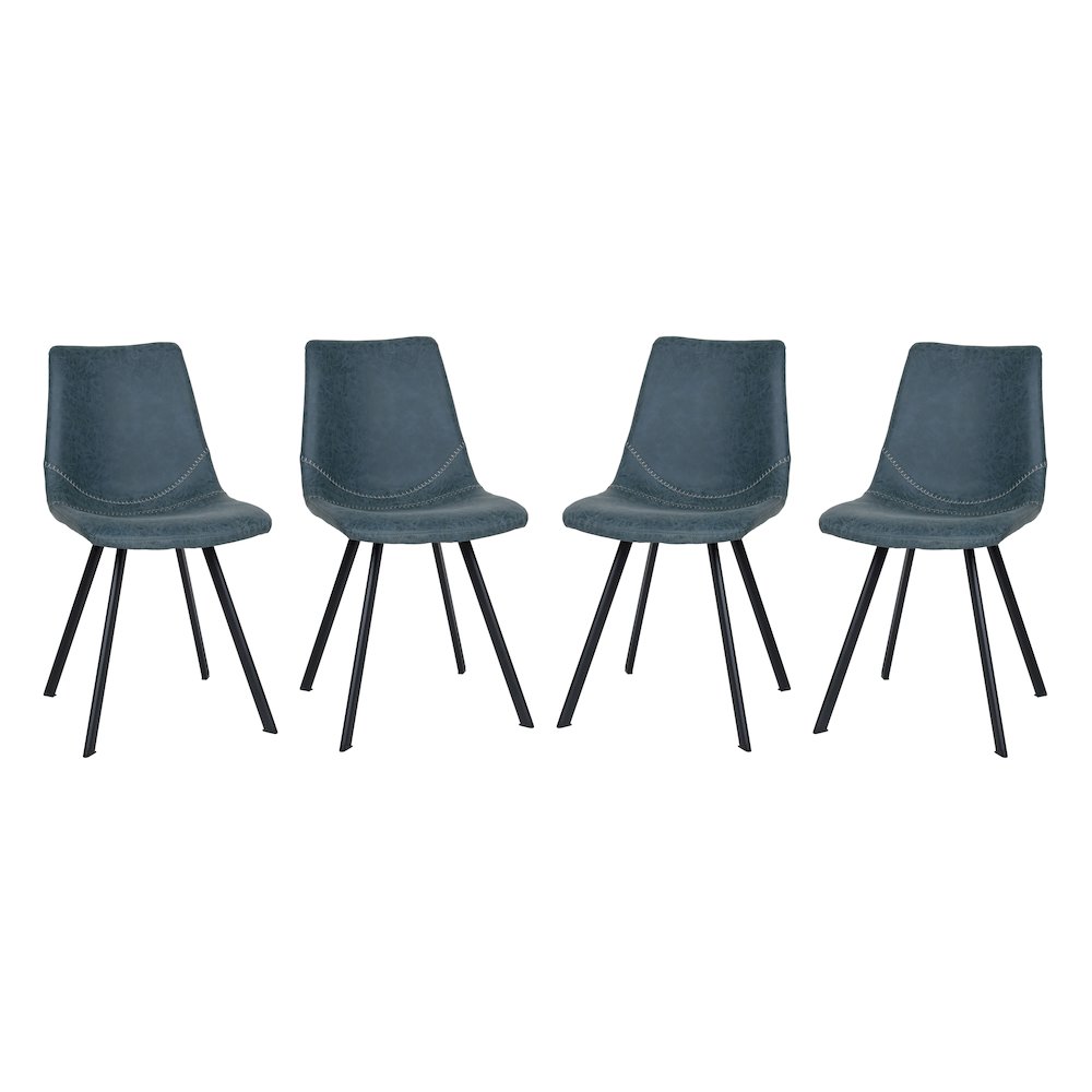 Markley Modern Leather Dining Chair With Metal Legs Set of 4. Picture 1
