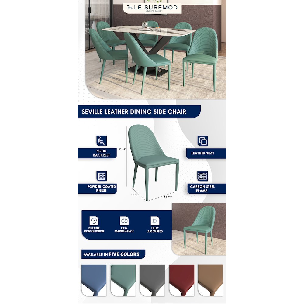 Seville Collection Modern Dining Chair in Green. Picture 17