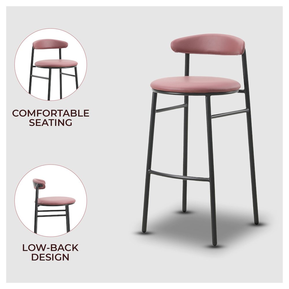 Lume Collection Modern Bar Stool in Burgundy. Picture 15