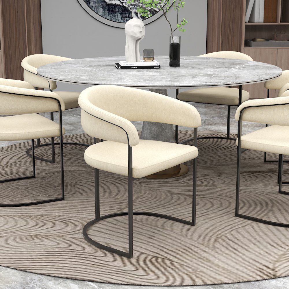 Aero Collection Modern Dining Chair in Oatmeal Set of 2. Picture 9