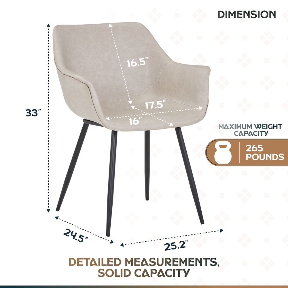 Markley Modern Leather Dining Arm Chair With Metal Legs. Picture 13