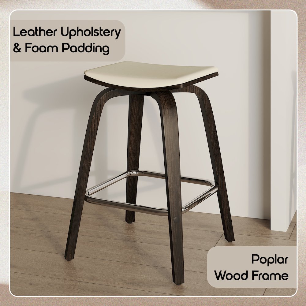 Wooden Counter Stool in Taupe. Picture 1