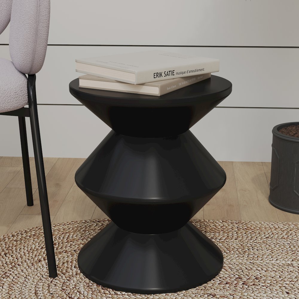 Aura Modern Plastic Side End Table, Indoor/Outdoor Use, Black. Picture 8
