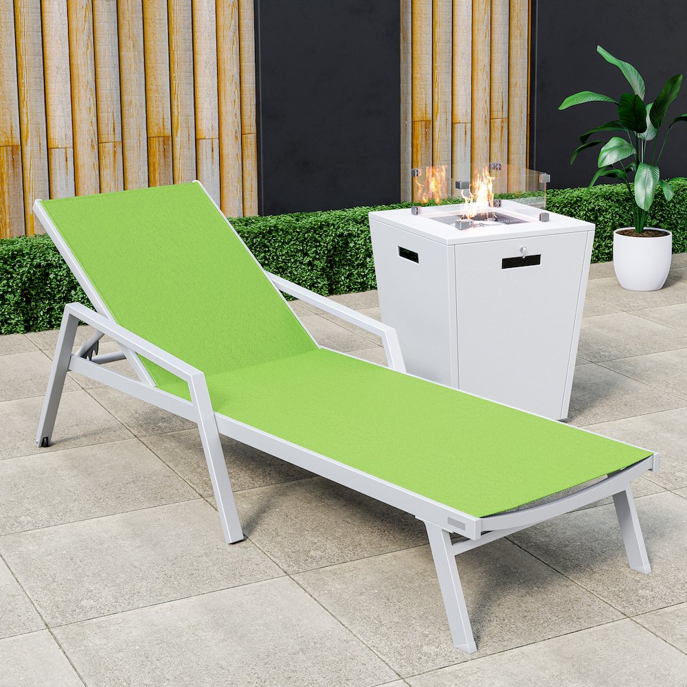 Marlin Modern White Aluminum Outdoor Patio Chaise Lounge Chair. Picture 7