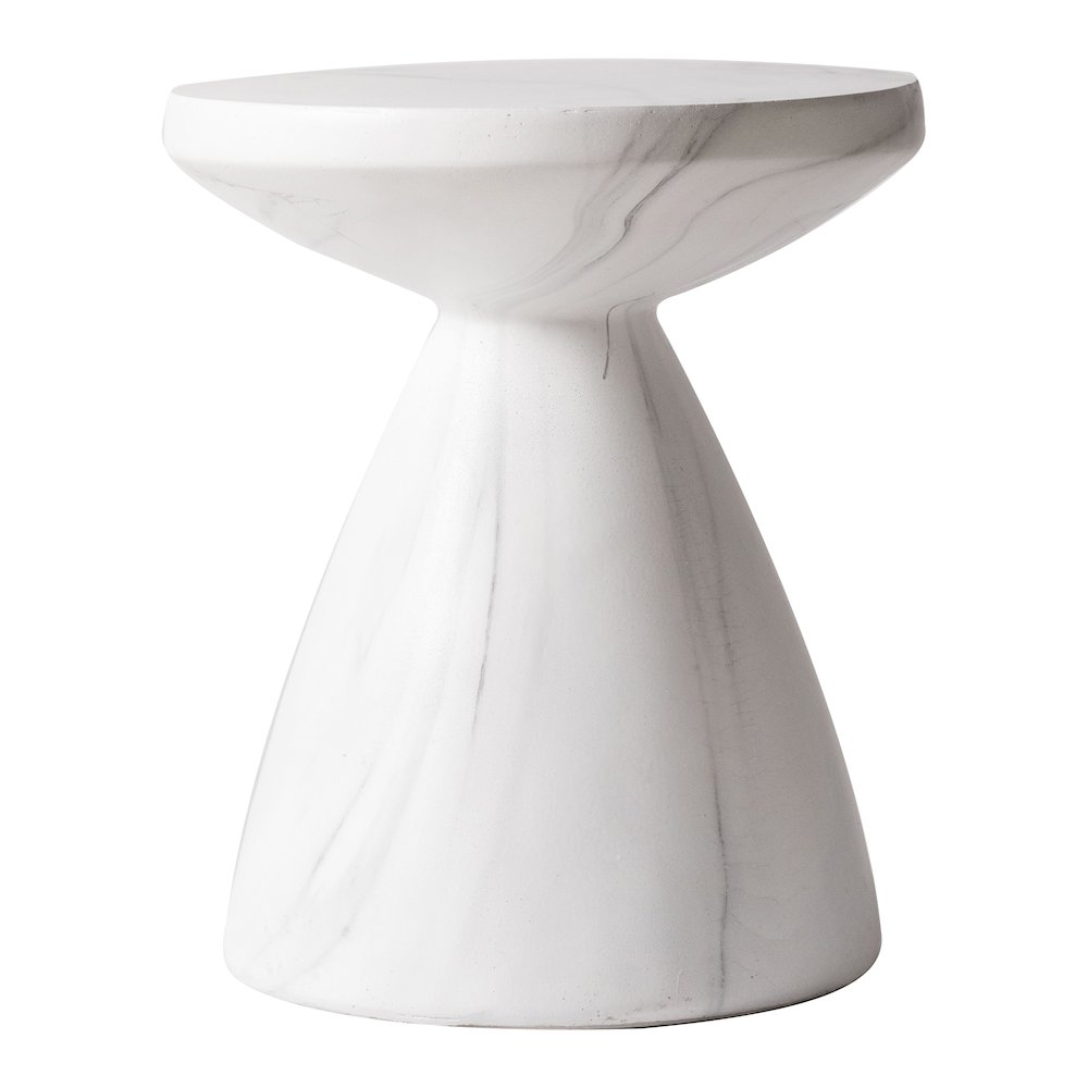 Dune Collection Fiberglass Outdoor Side Table in Marble White. Picture 5
