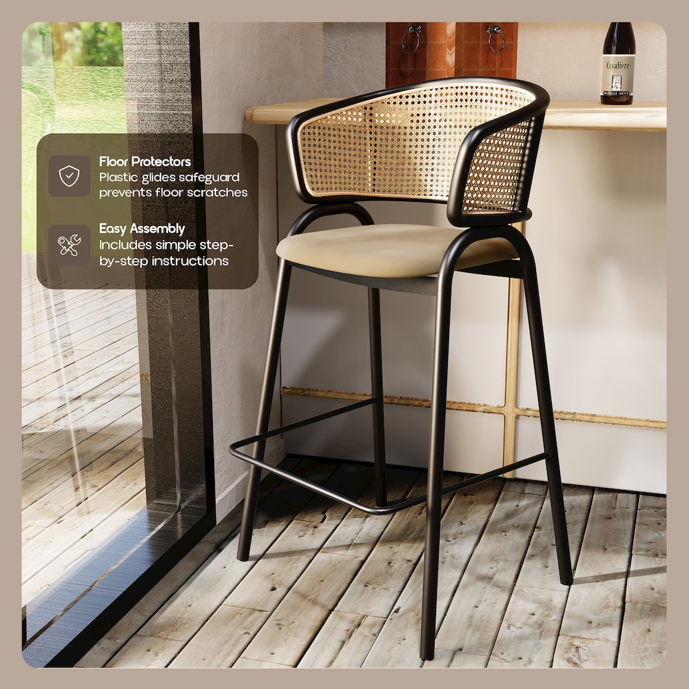 Ervilla Wicker Bar Stool Set of 2. Picture 3