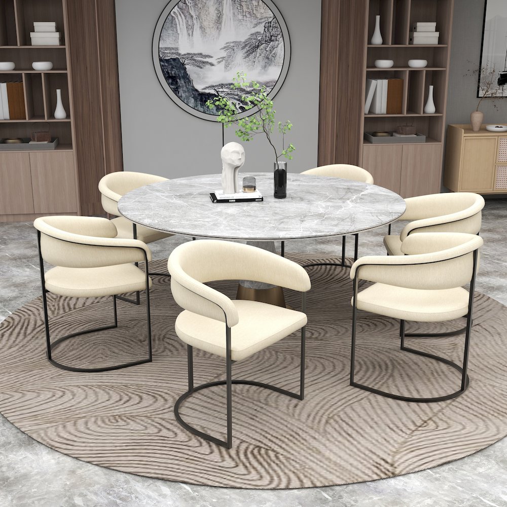 Aero Collection Modern Dining Chair in Oatmeal Set of 2. Picture 13