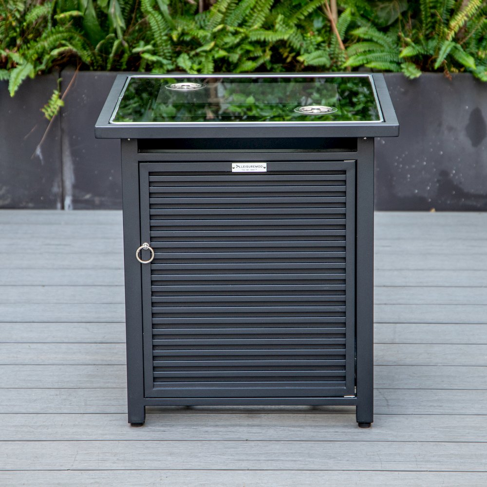 Walbrooke Black Patio Square Tank Holder with Slats Design in Black. Picture 9
