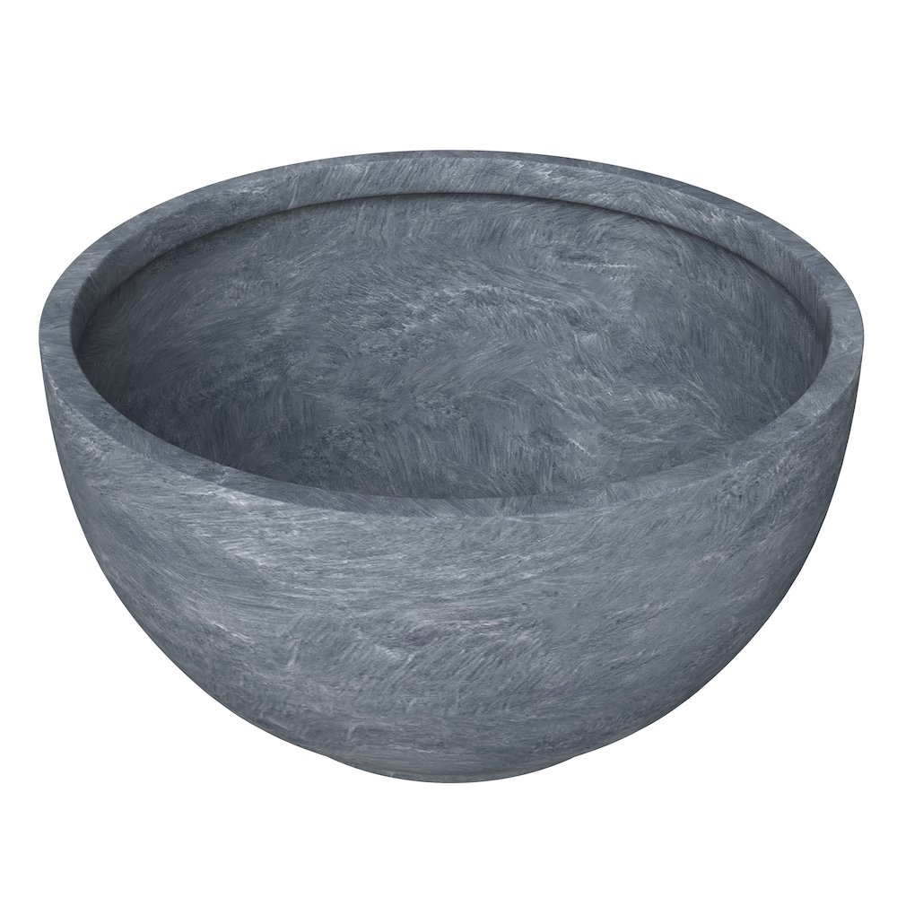 Grove Series Hemisphere Poly Clay Planter in Aged Concrete 14.9 Dia, 7.8 High. Picture 6
