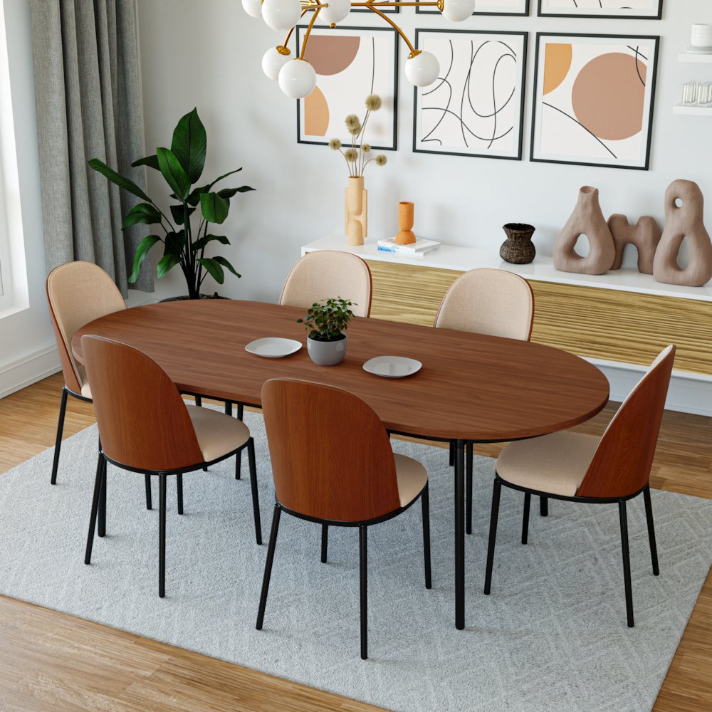 Tule Mid-Century Modern Dining Side Chair Set of 4. Picture 3