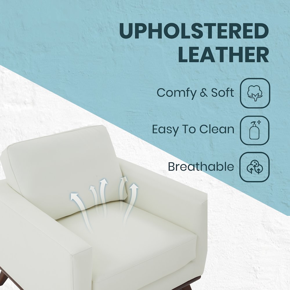 Chester Modern Leather Accent Arm Chair With Birch Wood Base. Picture 11