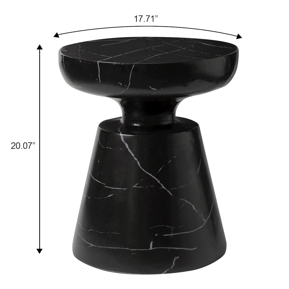 Isle Collection Fiberglass Outdoor Side Table in Marbled Black. Picture 15