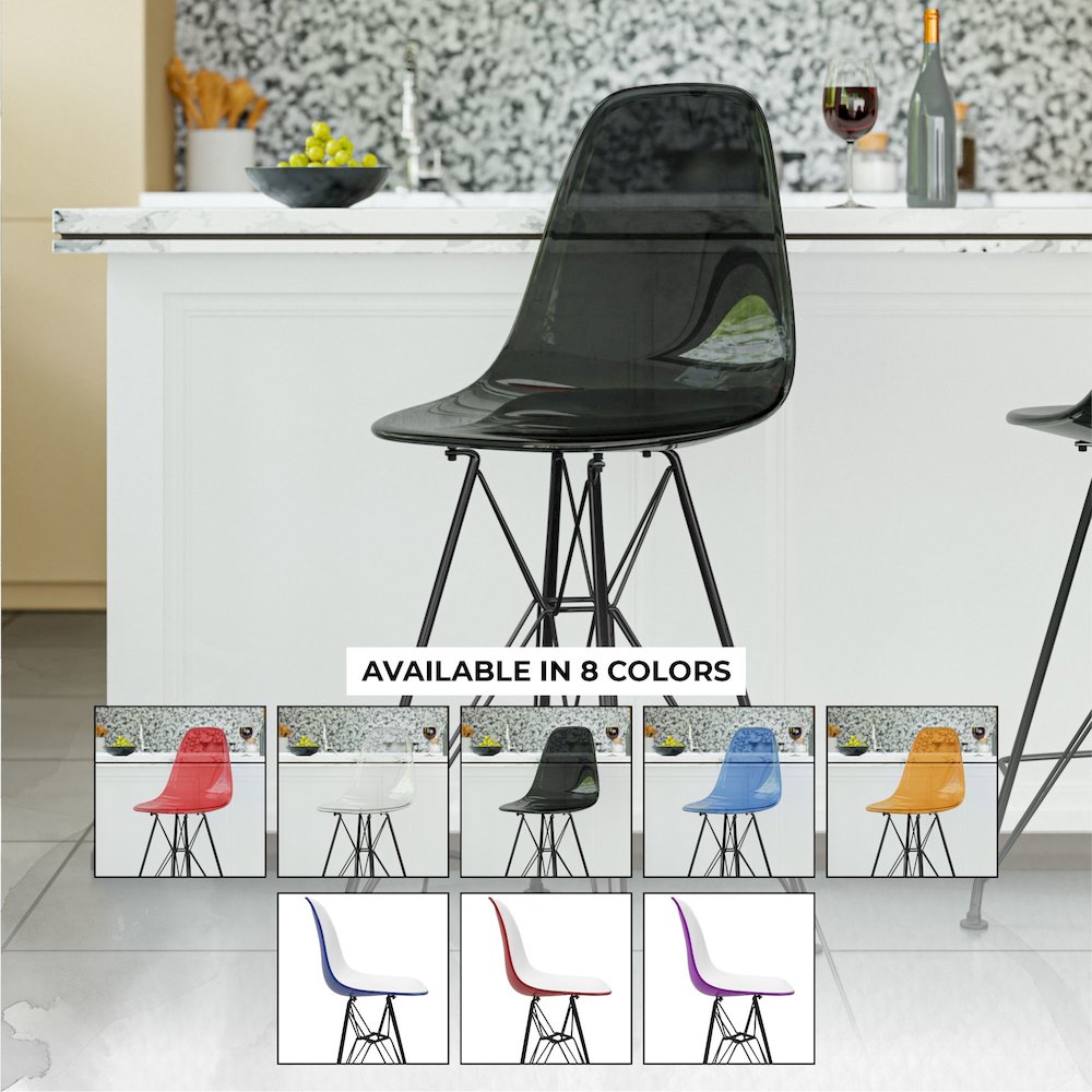 Modern Acrylic Bar stool Cresco Collection Black Base with Trans Black seat. Picture 33