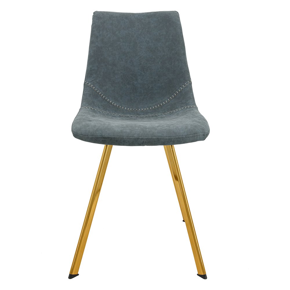 Markley Modern Leather Dining Chair With Gold Legs. Picture 3