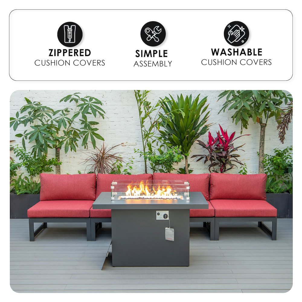 Chelsea 5-Piece Middle Patio Chairs and Fire Pit Table. Picture 3