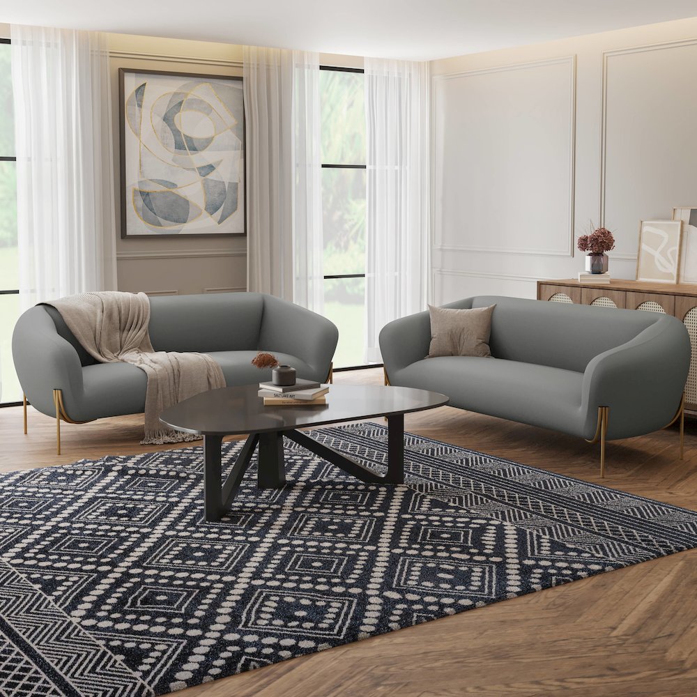 Zuno Three-Seater Sofa Upholstered in Velvet Wide Couch. Picture 7