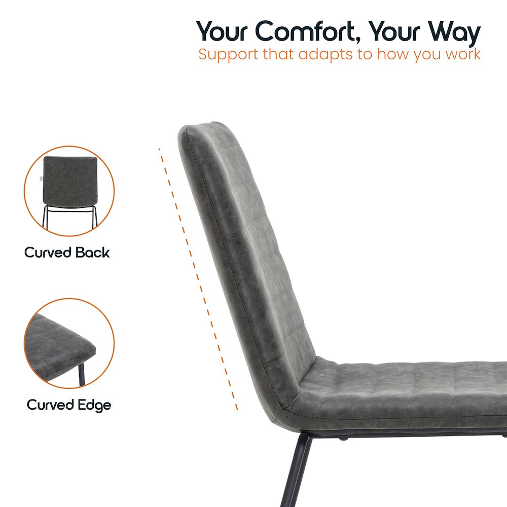 Zylar Series Office Guest Chair in Charcoal Leather. Picture 19