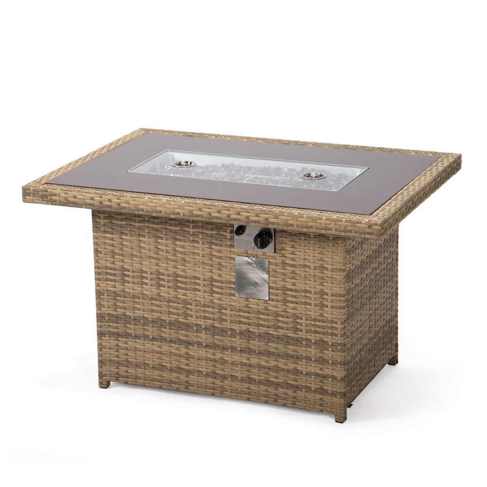 Mace Wicker Patio Modern Propane Fire Pit Table. Picture 11