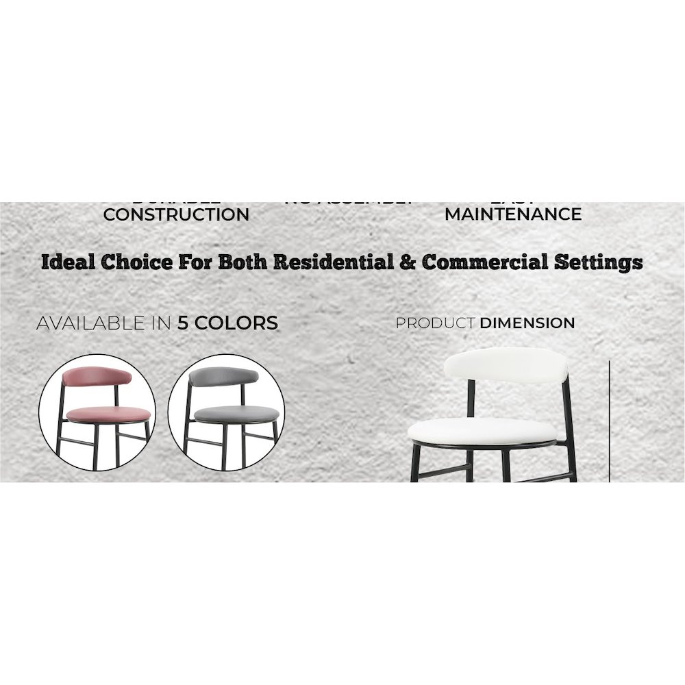 Lume Collection Modern Bar Stool in White. Picture 18