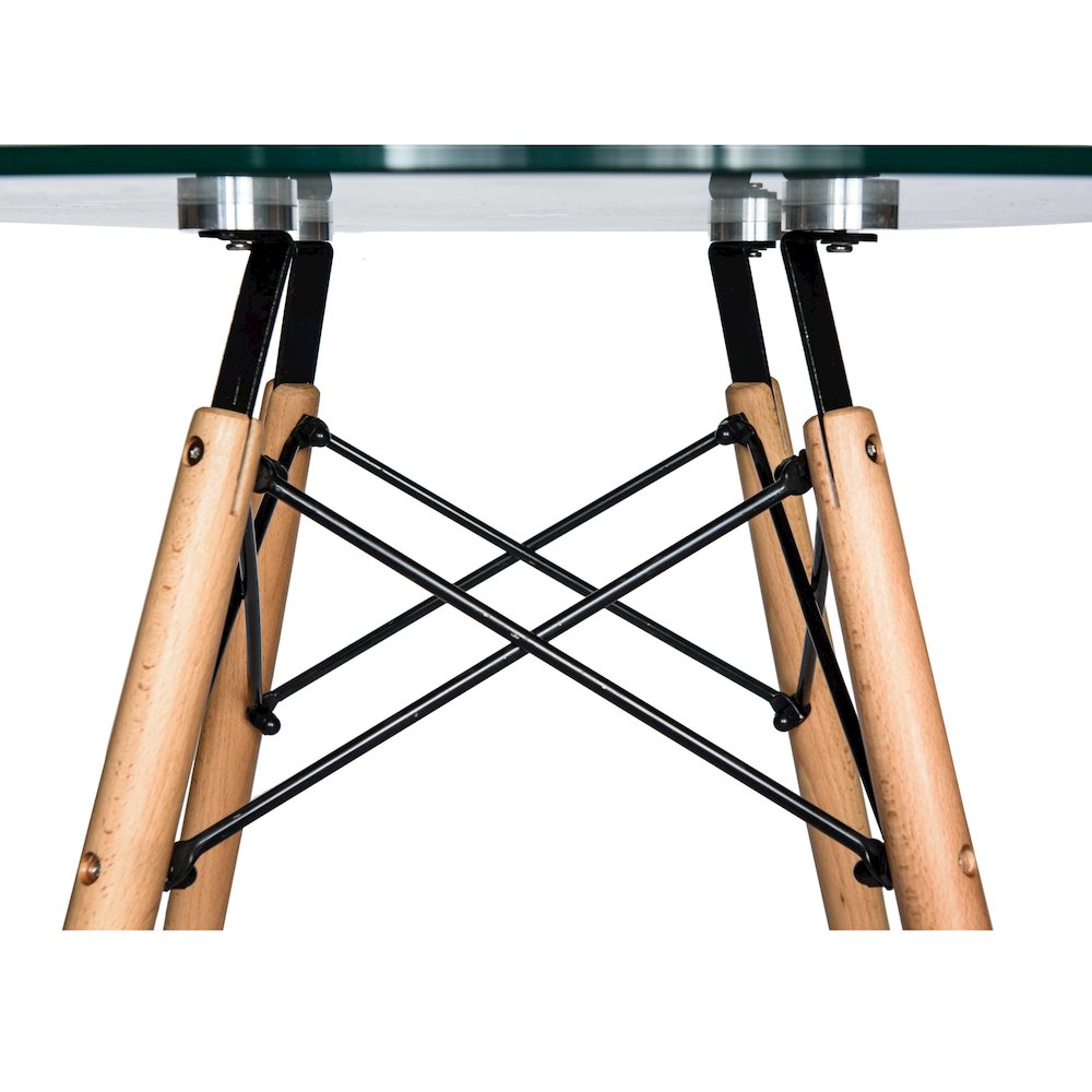 Dover 3-Piece Dining Set with Round Clear Glass Top Bistro Table in Blue. Picture 15